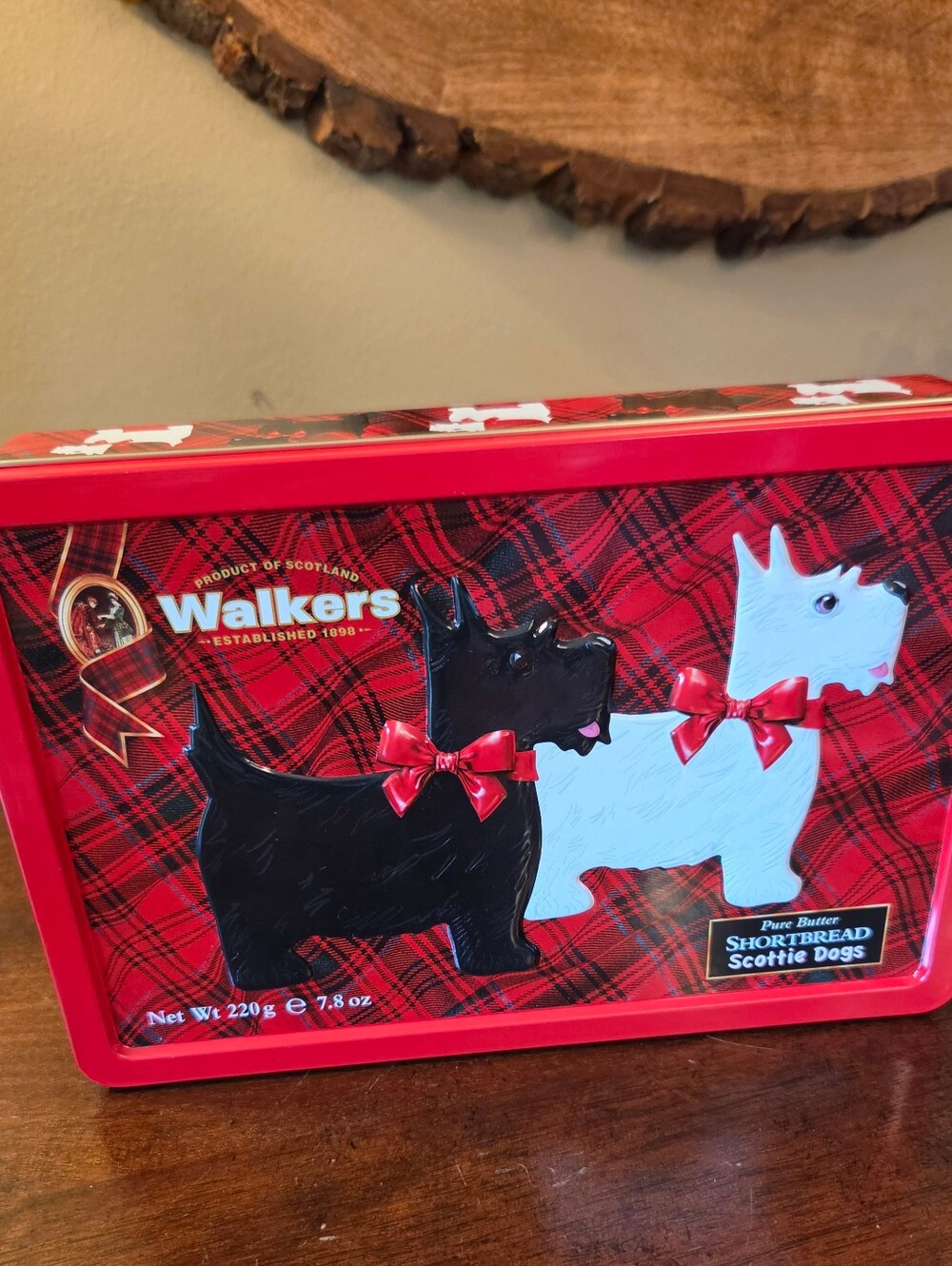 Walkers Shortbread Biscuit Tin Scottish Terrier Scottie Dog Black White Holiday